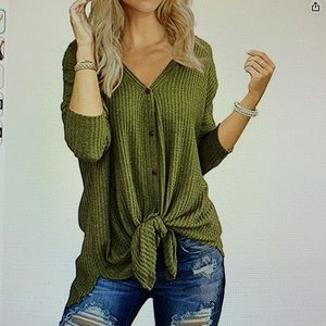 Waffle Knit Tunic with Tie